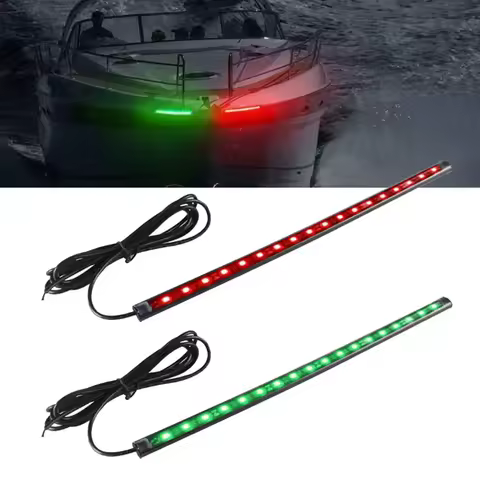 2Pcs 30cm 12V LED Strip Light Waterproof RED&GREEN for Bow Boat Marine Navigation Kayak Canoe Deck C