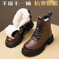 Fur and fur insulated Snow boots for women, winter with thick velvet and warm cotton shoes, anti-sli