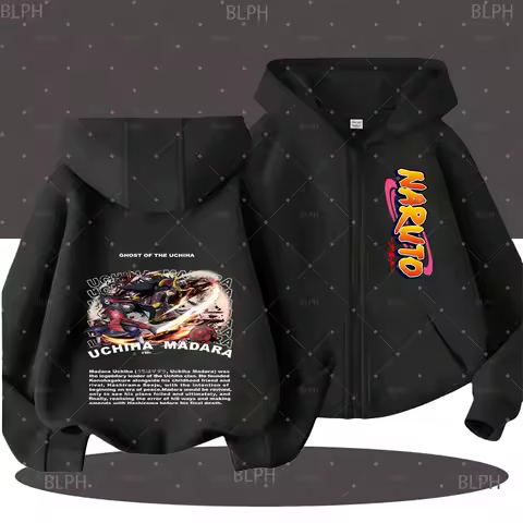 High-Quality Naruto Uchiha Madara Print Couple Zipper Hoodie for Anime Fans, Comfortable and Stylish