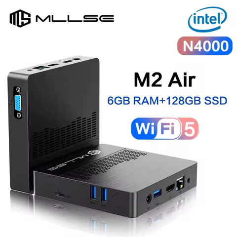 MLLSE M2 Air Mini PC Intel Celeron N4000 Window11 6GB RAM 128GB ROM Dual-Band WiFi