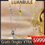 LUANBULE Gold Silver Zircon Pendant Necklace S999