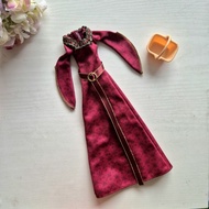 Disney Villain Gothel maroon fit Barbie Doll Dress