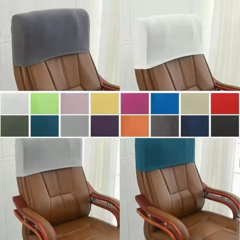Elastic Boss Chair Head Pillowcase Office Chair Head Protection Slipcover Solid Color Banquet Dinner