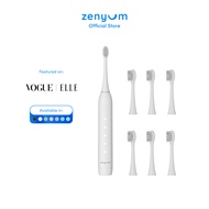 Zenyum Sonic Electric Toothbrush with 6 Brush Head Refills (Portable IPX7 Waterproof 3 Modes Recharg