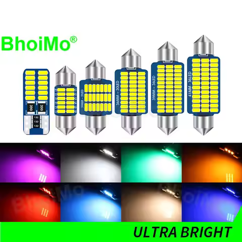BhoiMo 4PCS Festoon C5W Led Light T10 BA9S C10W 31 mm Red Blue 28mm 31mm 36mm 39mm 41mm 194 Interior