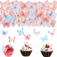 Edible Butterfly Cake Toppers Supplies - 42Pcs Mixed Color Wafer Paper Butterflies, Perfect for Wedd