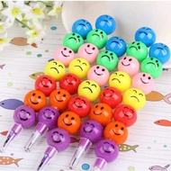 7 Colors EMOJI Bullet Crayon Bullet Pencil Writing Utencil Kawaii Cute Emoji Pencil Round Stacking
