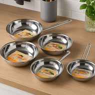 FIVESTAR GENUINE 430 stainless steel plain pan with chopstick handle size 26 cm