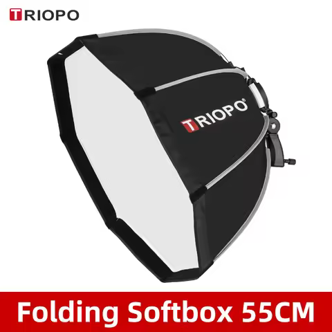 TRIOPO 55cm Foldable Octagon Softbox Bracket Mount Soft box Handle for Canon Nikon Fuji Godox Yongnu