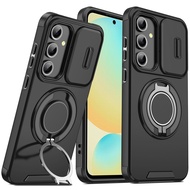 For Samsung A15 Case Galaxy A25 A35 A55 A06 A05 S Cover Magnetic Ring Armor Slide Camera Lens Case M