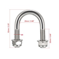 4pcs/lot M6 M8 U Type Bolt Round Bend U-Bolt 304 Stainless Steel Fastener for 25mm 27mm 38mm 42mm Pi