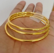 Gelang Wanita Motif Keroncong Gold Polos Lapis Emas 24k Diameter ( 6cm + 62cm + 65cm ) Isi 3pcs Anti Karat dan Anti Luntur
