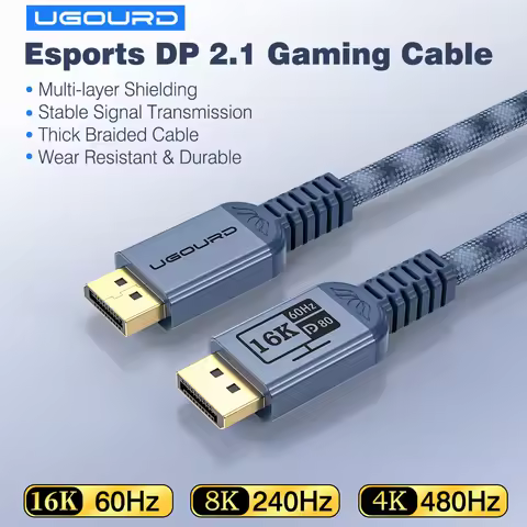 UGOURD DP 2.1 cable 80Gbps UHBR20 DisplayPort cable 16K@60Hz HDR HDCP2.3 DP80LL Low Loss for RTX 509