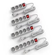 Power Strip Surge Protector 3/4/5/6 AC EU Electrical Plug Outlet Sockets Lead Extension with Adapter