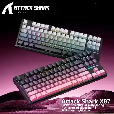 ATTACK SHARK X87 Wireless Mechanical Gaming Keyboard Tri-Mode BT5.0/2.4G/USB-C Gasket Hot Swappable 