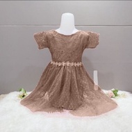 DRES BRUKAT TANGAN RENDA ANAK PEREMPUAN 1 - 8 TAHUN //DRES TUTU MERAH MAROON// TERLARIS DAN TERMURAH