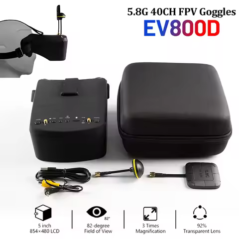 EV800D 5 Inch 800*480 FPV Goggles 5.8G 40CH Video Headset HD DVR with Battery/Dual Antenna for RC Mo