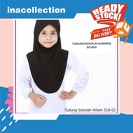 TUDUNG SEKOLAH BIASA AWNING SCUBA HITAM / TUDUNG SARUNG HITAM MOSECREPE