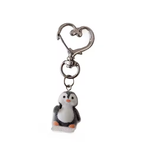 Flocking Cartoon Keychain Cute Seal Penguin Pendant Bag Decoration Keyring Car Key Holder Keychains 