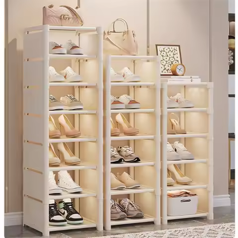 4/5/6/7 Layer Black Adjustable Shoe Rack Organizer Space Saving Rack For Wall Corner Stackable Shelf