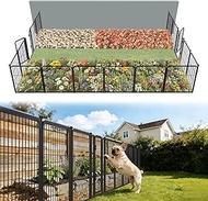 FXW Decorative Garden Fence Panels with Gates, Dog Fence for The Yard, Heavy Duty Metal, 24inch High