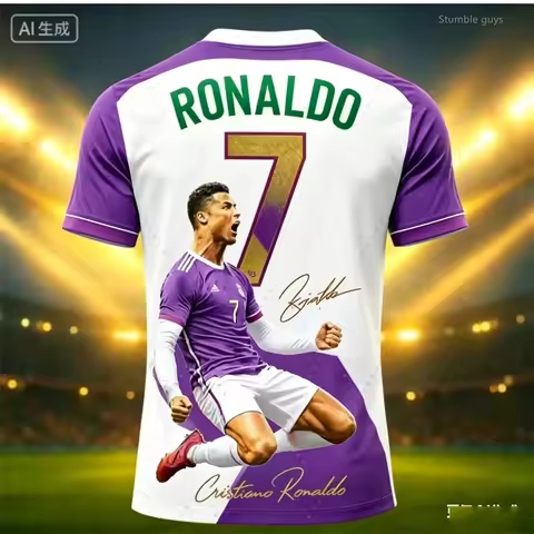 Summer Men Street Hip Hop Ronaldo 7 Football T-shirt Short Sleeve Fashion Oversized Sportswear Daily