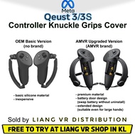 AMVR Anti-Drop Controller Knuckle Grip with Removable Battery Cover for Meta Quest 3/3S