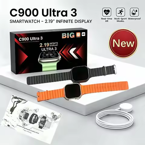 New C900 Ultra 3 Smart Watch 2.19" HD Display 49mm Bluetooth Call Wireless Charging Sports Smartwatc