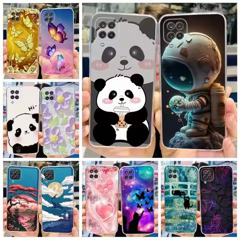 For Samsung Galaxy A12 Case F12 M12 Fashion Painted Cover Clear Silicone Phone Cases For Samsung A12