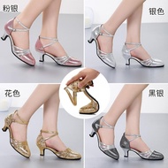 Genuine Genuine Leather Square Dance Shoes Soft-Soled Dance Sandals Female Adult Latin Dance Shoes Women's Dance Shoes Dance Shoes 5.27