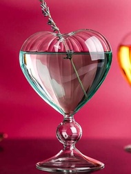 1入組心型情人節杯子|情人節杯子|心形透明玻璃杯子|創意輕巧果汁杯，浪漫穩定的派對禮品，適用於葡萄酒、水、雞尾酒、檸檬汁、透明馬提尼杯、香檳杯、香檳氣泡杯