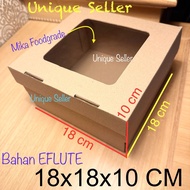 Tart Cake Box 18x18x10 EFLUTE WINDOW MICA Box Box Hampers Box 18x18x10 EFLUTE WINDOW Eflute Brown Bo