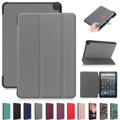For Fire HD 8 2022 Case 8" Trifold Magnetic Leather Smart Cover For Amazon Fire HD 8 Case 2022 Fire 