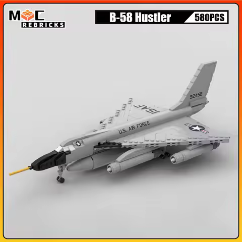 Modern Battle Airplane B-58 Hustler Strategic Bomber Military Fighters Building Block Assembly Weapo