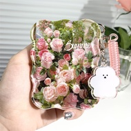 Rose Bush Small Mirror Foldable Handheld Makeup Mirror Student Dormitory Double-Sided Wavy Makeup Mi