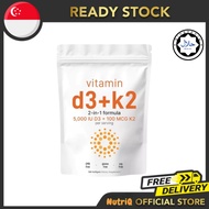 Vitamin D3 5,000 IU + K2 MK-7 100 mcg, 180 Softgels | 2-in-1 Bone, Immune & Heart Support | Easy to 
