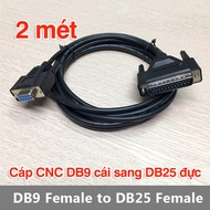 CNC cable DB9 female to DB25 male, for industrial CNC machines. 2m (meter) cable converts COM port D