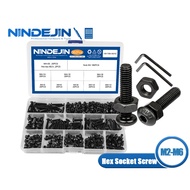 NINDEJIN Hex Hexagon Socket Button Head Screw Nut 10.9 Grade Carbon Steel m2 m2.5 m3 m4 m5 m6 Allen 
