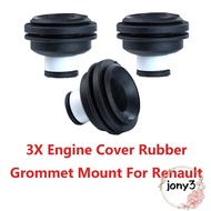 JONY 3pcs Car Engine Cover, 7701056972 Black Rubber Grommet, 1.5 & 1.9 DCi Fastener Clip Mount Clips