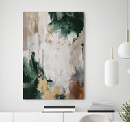 綠金抽象畫｜壓克力畫布綠金抽象畫｜綠色綻放