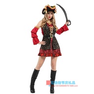 ชุดโจรสลัดหญิงสาวเสื้อเปิดไหล่กระโปรงสีแดง pirates of the caribbean