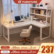 Meja Belajar Study Table 160CM L Shape Table Home Office Table White Study Desk Computer Desk with C