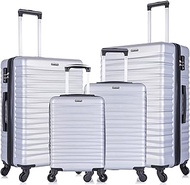 Luggage Sets Suitcase Carry on Luggage with Multi-directional Spinner Wheels Lightweight Hardshell Carry on Travel Luggage Set, Silver, 4 PCS Luggage With TSA Lock And Expandable Zipper