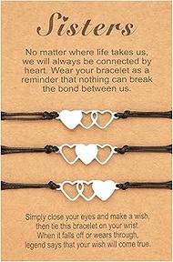 BFF Couple Bracelet, Chains, Friendship Bracelet for 4 Bangle Bracelets with Hearts for Women and Gi