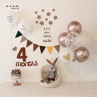 Ins Mori Series Baby Open Meat 120 Days 4 Months Birthday Decoration Balloon Decoration Photo Props 