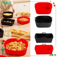 TEALY Oven Liner, for 4-7 QT Reusable Silicone Air Fryer Liners, Air Fryer Accessories Black Red wit