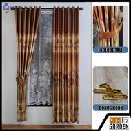 Gorden Pintu Dan Jendela Kamar Mewah Bahan Blackout Import Motif Bunga Tulip Model Smokering