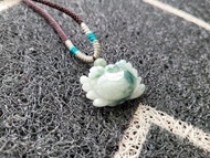 【親翠】天然翡翠 冰飄藍綠花寫實雕螃蟹調節式繩鏈 八方來財