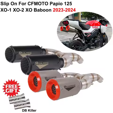 Slip On For CFMOTO Papio 125 XO-1 XO-2 XO Baboon 2023 2024 Motorcycle Exhaust Escape Link Pipe 2 Muf