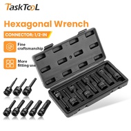 TASKTOOL Block Set Black Socket Hexagon 1/2" H4-H19 CRV Grade